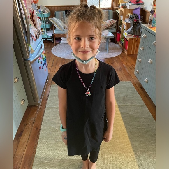 mini rodini black 2 pocket dress, size 5-7 - Picture 1 of 7